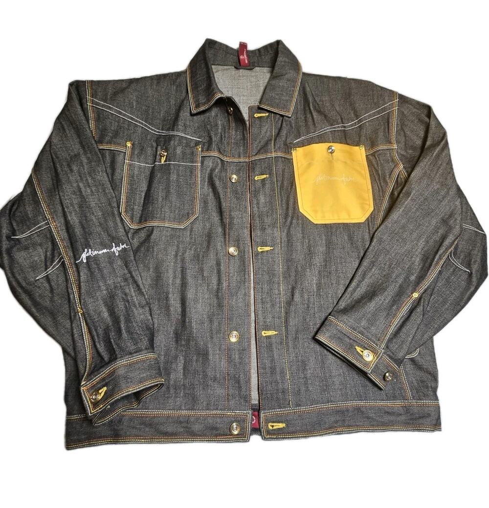 Platinum FUBU Fat Albert Denim Jacket Mens 2XL Y2K Streetwear Graphic